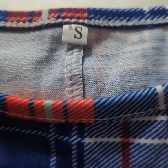 Blue Red White Plaid Long Sleeve Sheath Midi Dress - size Small - Picture 3 of 6